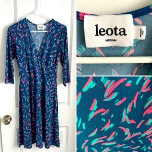 Leota midi length faux wrap dress